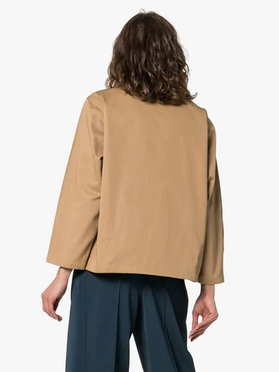 Shop Givenchy Collarless Pocketed Cotton Shirt In Neutrals