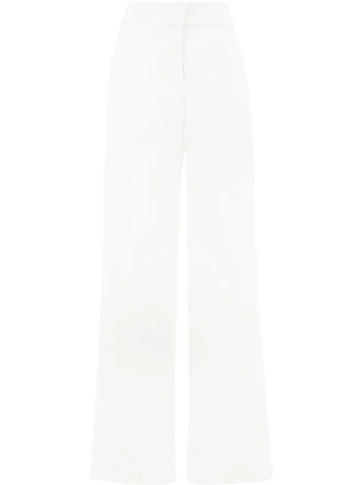 Shop Oscar De La Renta High-rise Flared Trousers In White