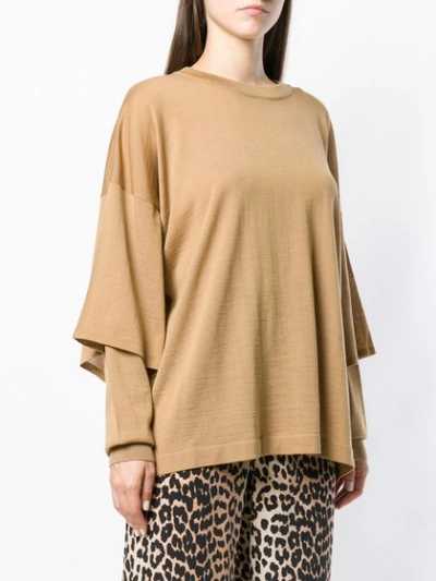 Shop 08sircus Fine Knit Layered Sweater In Brown