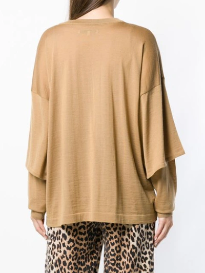 Shop 08sircus Fine Knit Layered Sweater In Brown