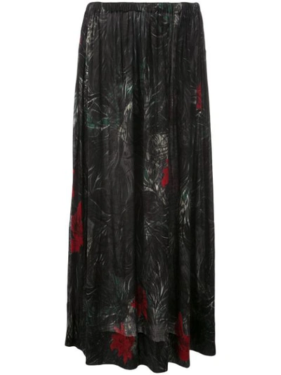 Shop Yohji Yamamoto Printed Maxi Skirt - Black