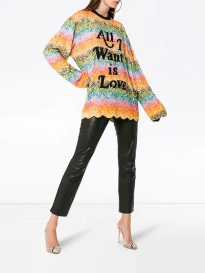 Shop Ashish All I Want Is Love Sequin Embellished Sweatshirt - Multicolour