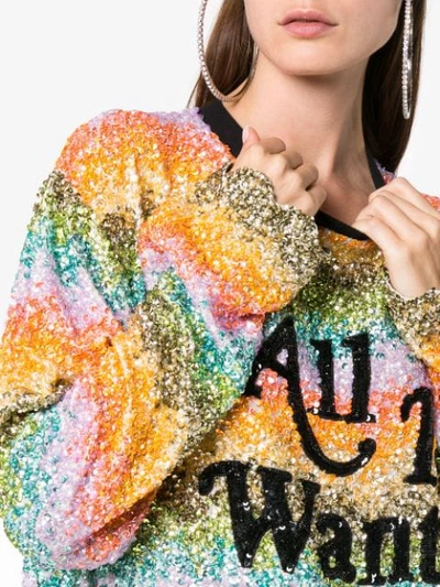 Shop Ashish All I Want Is Love Sequin Embellished Sweatshirt - Multicolour