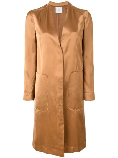 Shop Agnona Concealed Fastening Midi Coat In Brown