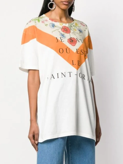 Shop Gucci Floral Panel Print Oversized T-shirt In Neutrals