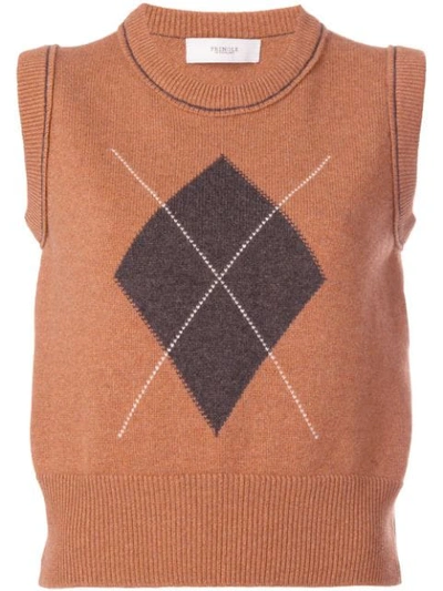 Shop Pringle Of Scotland Heritage Knitted Vest In Brown