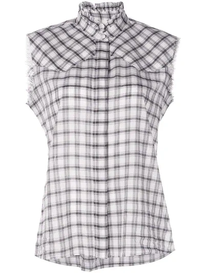 Shop Nili Lotan Sleeveless Plaid Shirt In White