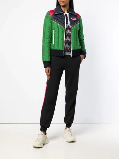 Shop Gucci Panelled Jacket In 3339 Green Grass
