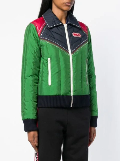 Shop Gucci Panelled Jacket In 3339 Green Grass