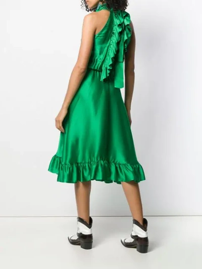 Shop Msgm Sleeveless Flared Midi Dress In Green