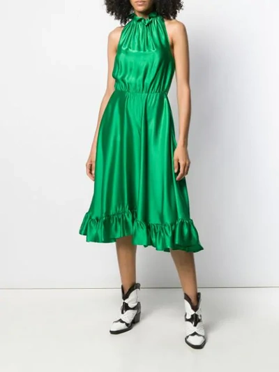 Shop Msgm Sleeveless Flared Midi Dress In Green