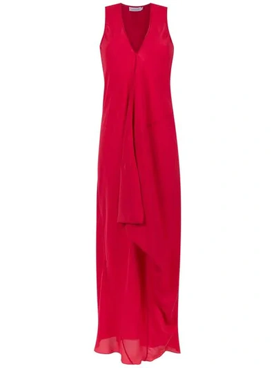 Shop Mara Mac Silk Long Dress In Red