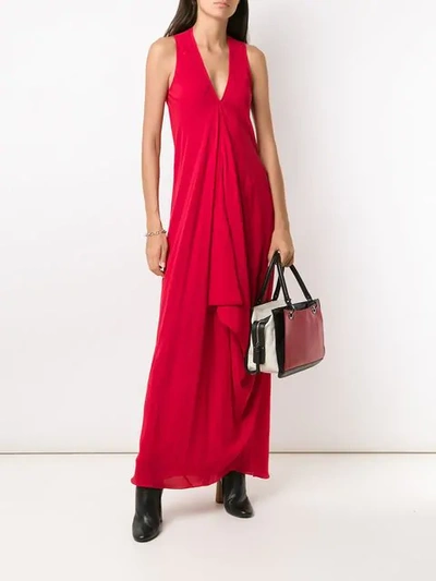Shop Mara Mac Silk Long Dress In Red