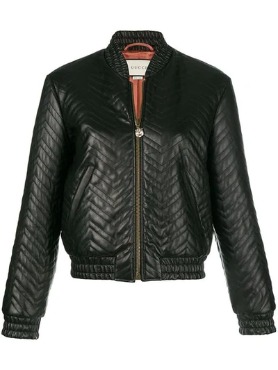 Shop Gucci Matelassé Bomber Jacket In Black