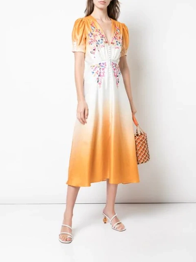 Shop Saloni Dip Dye Tea Dress In Orange