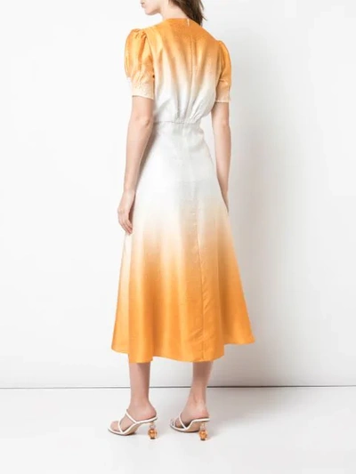 Shop Saloni Dip Dye Tea Dress In Orange