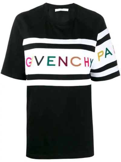 Shop Givenchy Logo Embroidered T-shirt In Black