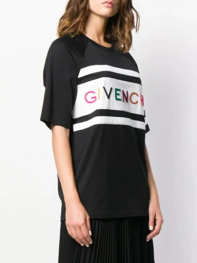 Shop Givenchy Logo Embroidered T-shirt In Black