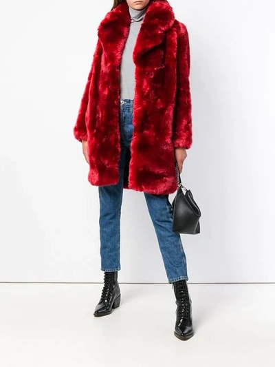 Shop La Seine & Moi Louve Faux Fur Coat In Red