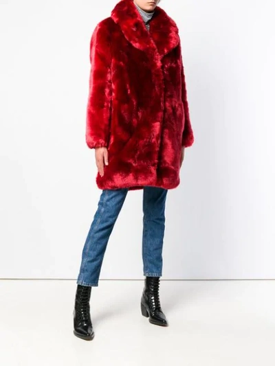 Shop La Seine & Moi Louve Faux Fur Coat In Red