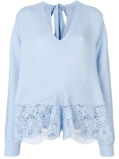 Shop Stella Mccartney Crochet Lace Sweater In Blue