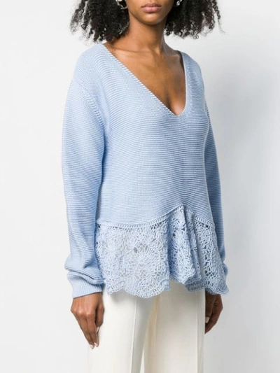 Shop Stella Mccartney Crochet Lace Sweater In Blue