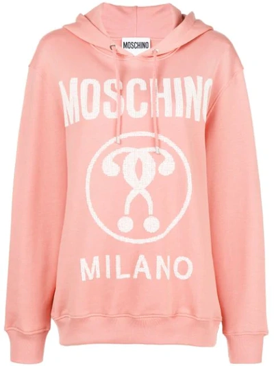 Shop Moschino Logo Print Hoodie - Pink