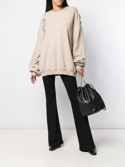 Shop Almaz Oversized Distressed Sweatshirt In Neutrals