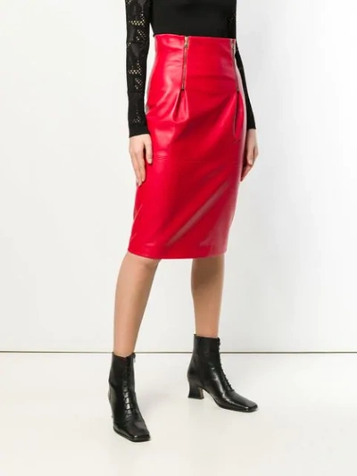 Shop Versace High Rise Pencil Skirt In Red