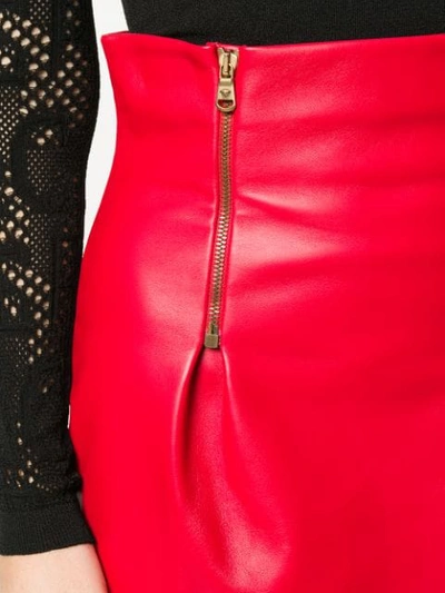 Shop Versace High Rise Pencil Skirt In Red