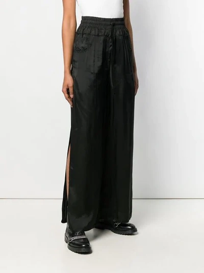 Shop Andrea Ya'aqov Long Satin Skirt In Black