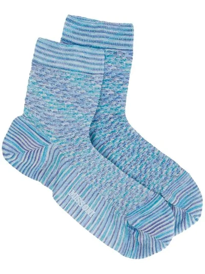 Shop Missoni Short Knitted Socks In Blue