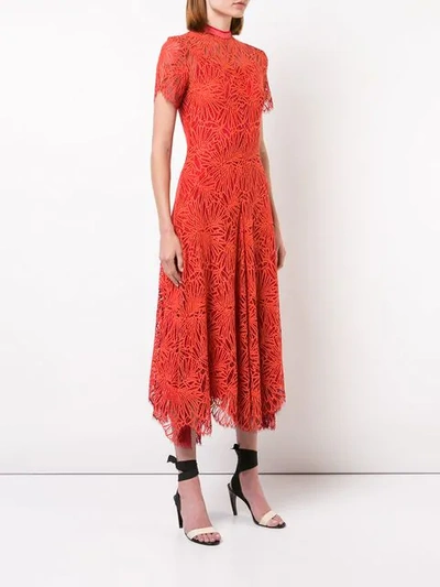 Shop Proenza Schouler Lace Short Sleeve Dress In Tangerine