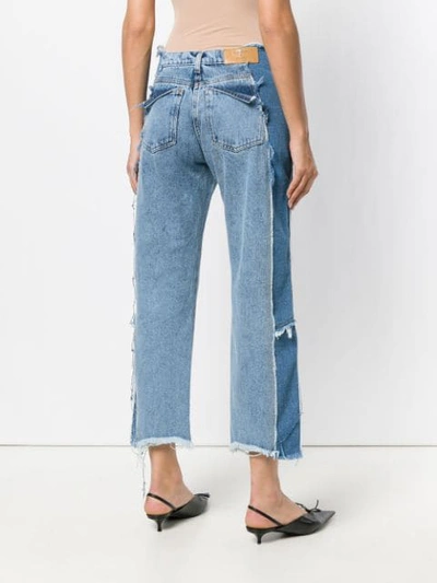 Shop Natasha Zinko Branded Cropped Jeans In Blue