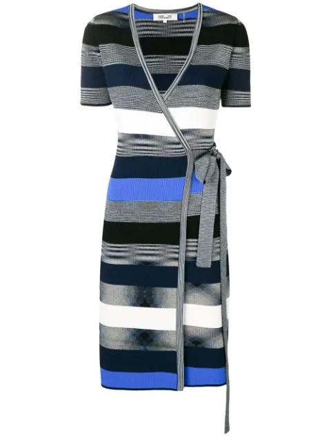 dvf striped wrap dress