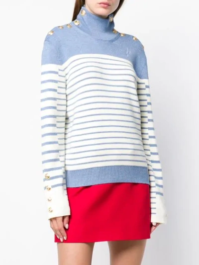 Shop Jw Anderson Striped Turtleneck Sweater In Blue