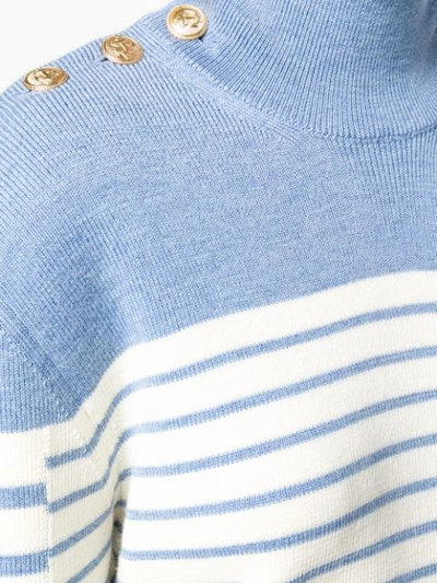Shop Jw Anderson Striped Turtleneck Sweater In Blue