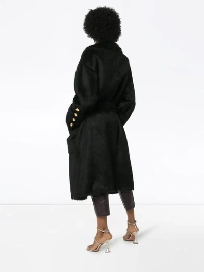 Shop Alexandre Vauthier Faux Fur Belted Coat In Black