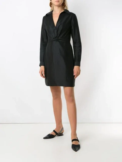 A.BRAND VESTIDO CHEMISIER NO FRENTE CURTO - PRETO - 黑色