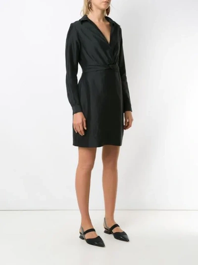 A.BRAND VESTIDO CHEMISIER NO FRENTE CURTO - PRETO - 黑色