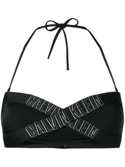 Shop Calvin Klein Logo Bandeau Bikini Top - Black