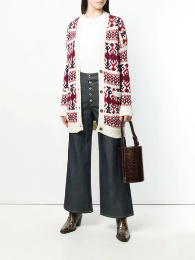 Shop Avant Toi Jacquard Knitted Cardigan In Neutrals