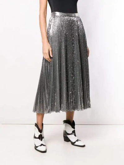 Shop Msgm Pleated Maxi Skirt In Silver