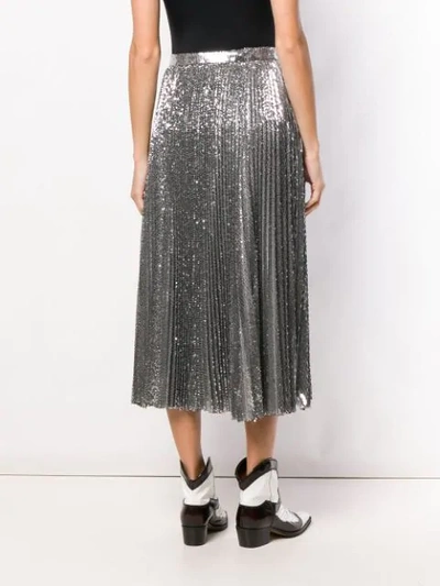 Shop Msgm Pleated Maxi Skirt In Silver