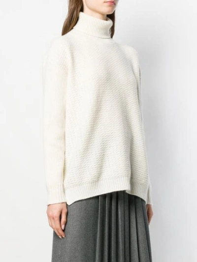 Shop Marni Oversized Turtleneck Jumper In White