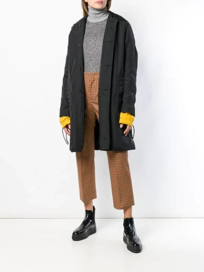 AALTO CONTRASTING DETAIL BUTTON COAT - 黑色