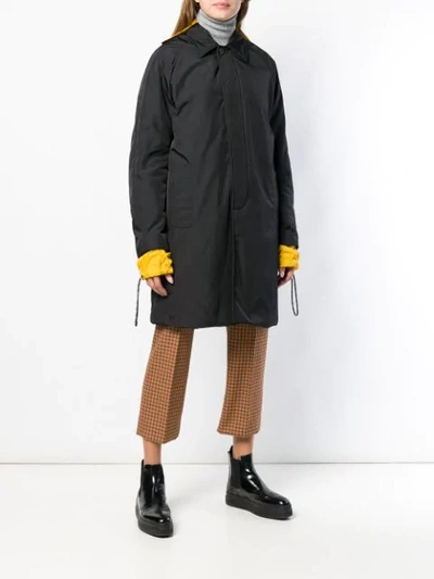 AALTO CONTRASTING DETAIL BUTTON COAT - 黑色