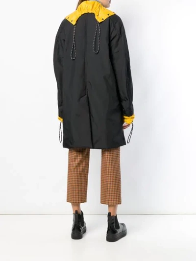 AALTO CONTRASTING DETAIL BUTTON COAT - 黑色