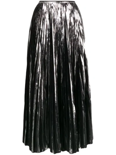 Shop Marni Metallic Pleated Skirt - Silver