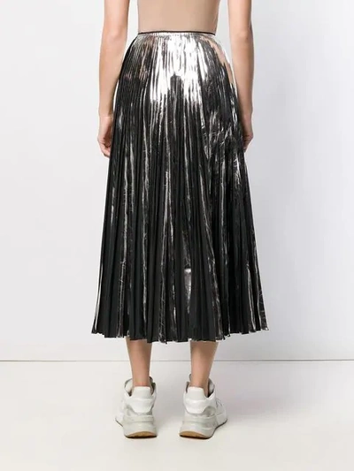 Shop Marni Metallic Pleated Skirt - Silver